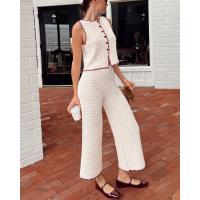Moda Primavera-Verano 2025 para Mujeres Estilo Casual con Cuello Redondo y Sin Mangas Chaleco de Cintura Alta Pantalones Traje - details 7