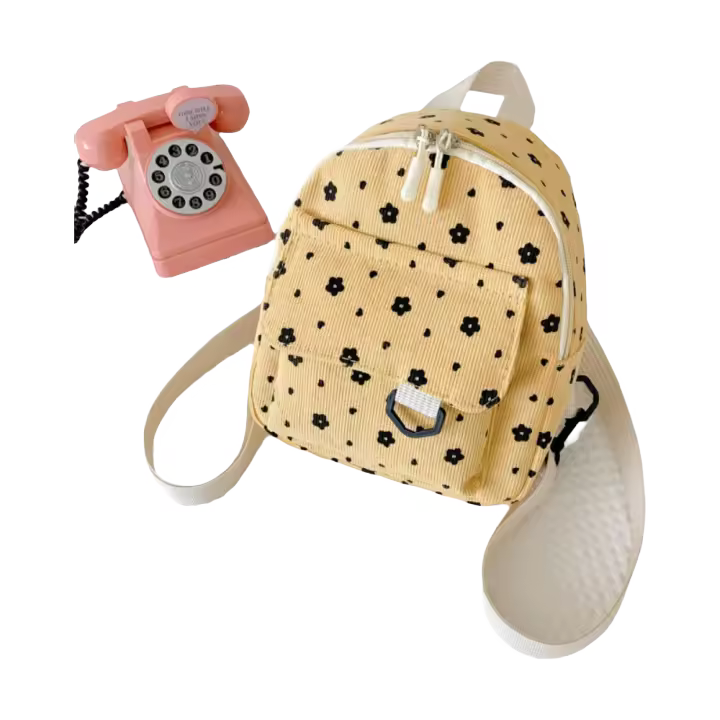 Mochila Mini De Corduroy Tamaño Pequeño Estilo Casual Simplicidad Para Estudiantes Viajes Bolso De Hombro Para Mujer - 1