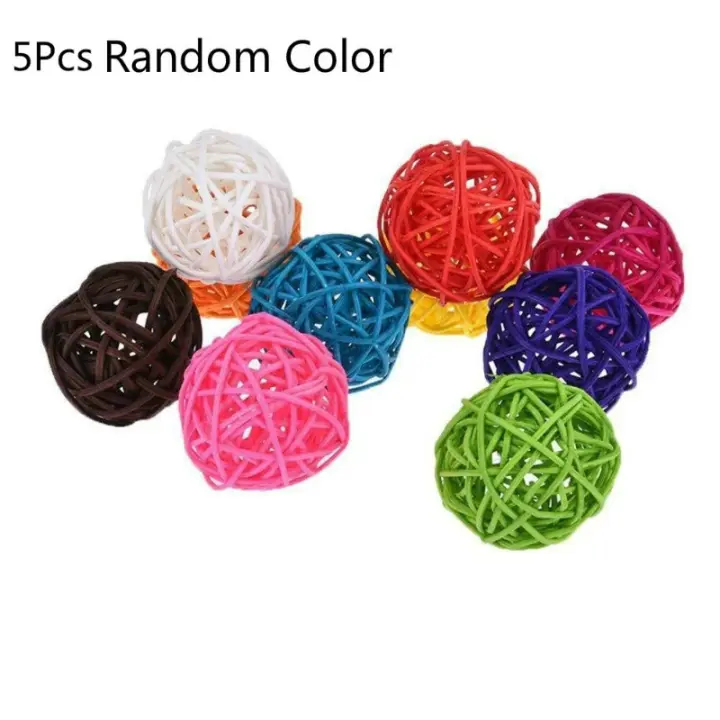 Juguetes de Mascotas Coloridos pelota de Ratán para Loro y Periquito Accesorios para Jaula de Pájaro Juguetes Interactivos para Aves para Picar y Masticar - 1