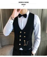 2025 último estilo doble botonadura hombres traje chaleco botón dorado Slim Fit Formal novio boda chaleco ropa de calle chaleco sin mangas chaqueta - details 4