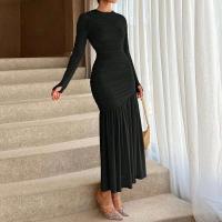 Mia Muse Vestidos de mujer para todas las estaciones Elegante cintura con flecos franceses en diseño Manga larga Cuello redondo Adorno de lechuga Vestidos de aniversario - details 7