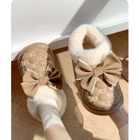 Botines de plataforma para mujer, botines de nieve de invierno de diseñador con lazo, zapatillas mullidas para interiores, zapatos planos de casa para mujer, calzado de moda cálido - details 5
