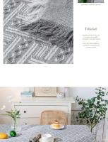 Mantel de rejilla tipo gofre con borde de borla, lino de algodón para uso doméstico y de camping, mantel rectangular circular para mesa central - details 11