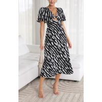 Vestido Informal para Mujer Corte en A, Cintura Alta, Cuello en V, Sexy, Bohemio, Vestido Midi de Verano con Mangas Abullonadas, Elegante Vestido de Fiesta Vintage 2025 - details 5