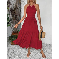 Elegante Vestido Rojo de Cintura Alta y Sin Espalda Estilo Retro Italiano 2025 - details 4