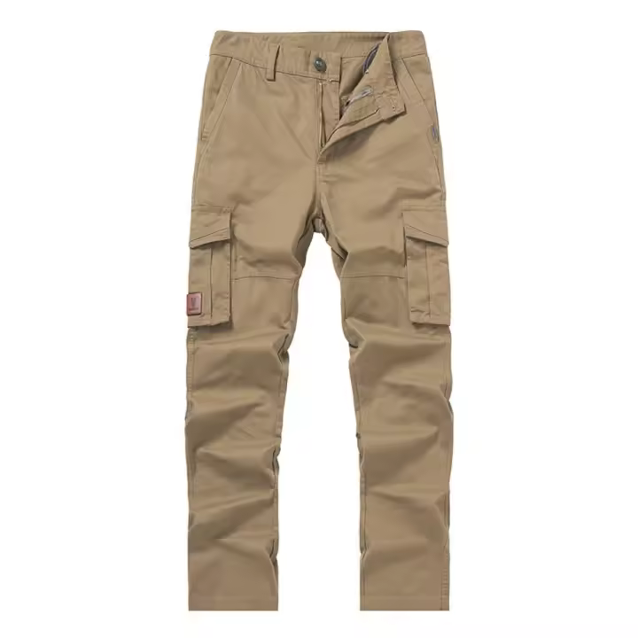 Pantalones de trabajo de algodón para hombre, gruesos con múltiples bolsillos Pantalón Cargo, recto, informal, para exteriores, primavera y otoño - 1