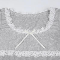 BUNO-vestido acampanado de encaje de retales para mujer, minivestido informal básico con cuello cuadrado y manga larga, otoño y primavera 2025. - details 10