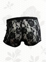 Calzoncillos hipster para hombre, 95% poliamida 5% elastano, estampado de encaje floral de alta elasticidad, tejido de punto, 110 g/m², ropa interior cómoda con detalle de encaje en contraste. - details 3