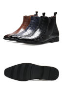 Patrón de cocodrilo británico las botas de los hombres cubren los pies retro cabeza puntiaguda - details 13
