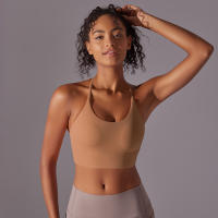 Hamidou Top deportivo para mujer, chaleco Yuga colgante con cuello, decoración triangular, Top deportivo con espalda bonita, Top corto a prueba de golpes para reunión - details 50