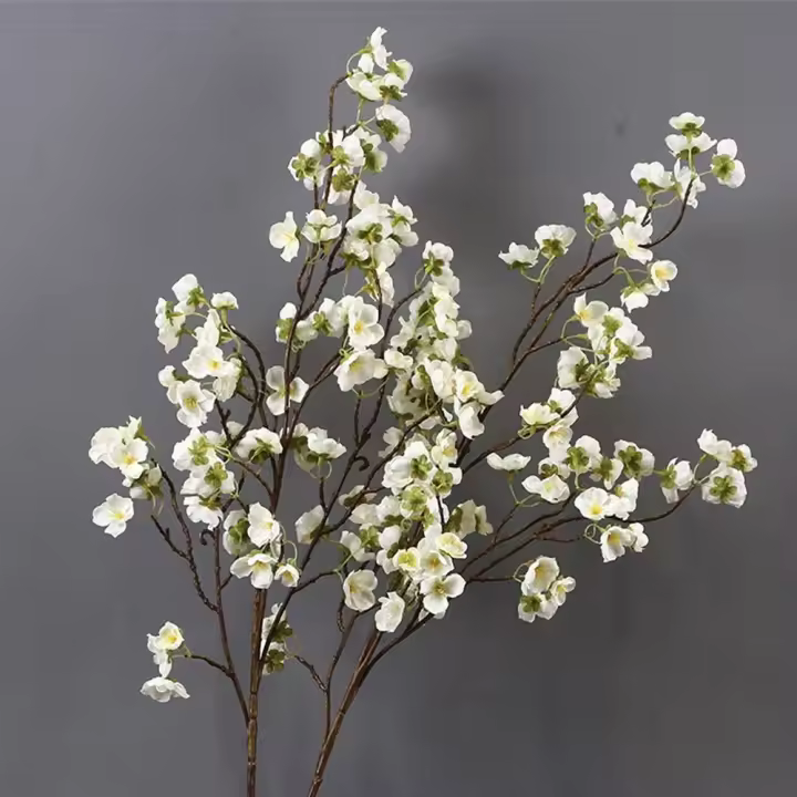 Rama de hojas de eucalipto artificiales de tacto Real, rama de flor de cerezo de seda elegante de plástico, flor falsa hecha a mano realista - 1