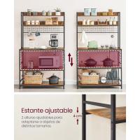 Estantería para Panadería con Toma de Corriente, Soporte de Microondas, Estantería de Cocina, Alambre de Metal, 14 Ganchos, 40 x 80 x 170 cm, Marrón Rústico y Negro - details 33