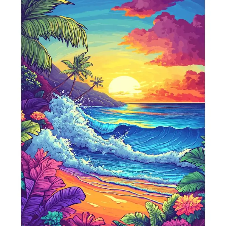 RUOPOTY Diy pintura por números ondas coloridas paisaje pintura acrílica por números único para decoración del hogar artes de pared - 1