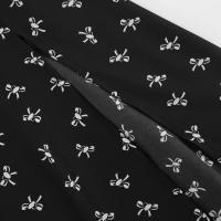 Vestido largo de estilo francés con estampado floral, pequeño, negro, otoño, nuevo, manga corta, cintura con abertura, corte en A - details 26