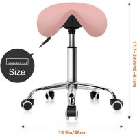 Taburete con Ruedas Silla Trabajo Altura Ajustable Giratorio Taburete de Oficina con Asiento de Silla de Montar Negro - details 23