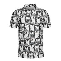 Polos de manga corta para hombre y mujer, camisetas con estampado de dibujos animados de animales, pingüinos, osos, ardillas, botones gráficos, 14 - details 3