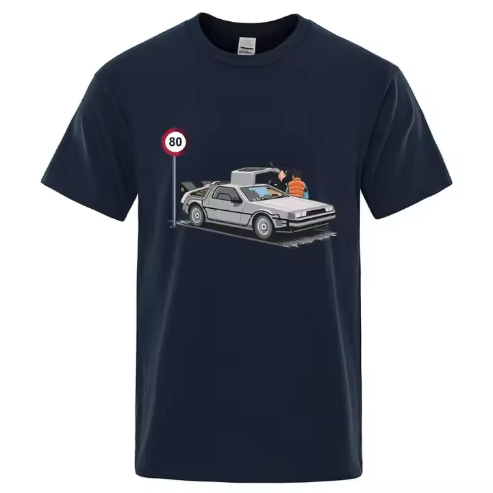 Camiseta de algodón para hombre, holgada, informal, transpirable, sudor, cuello redondo - 1