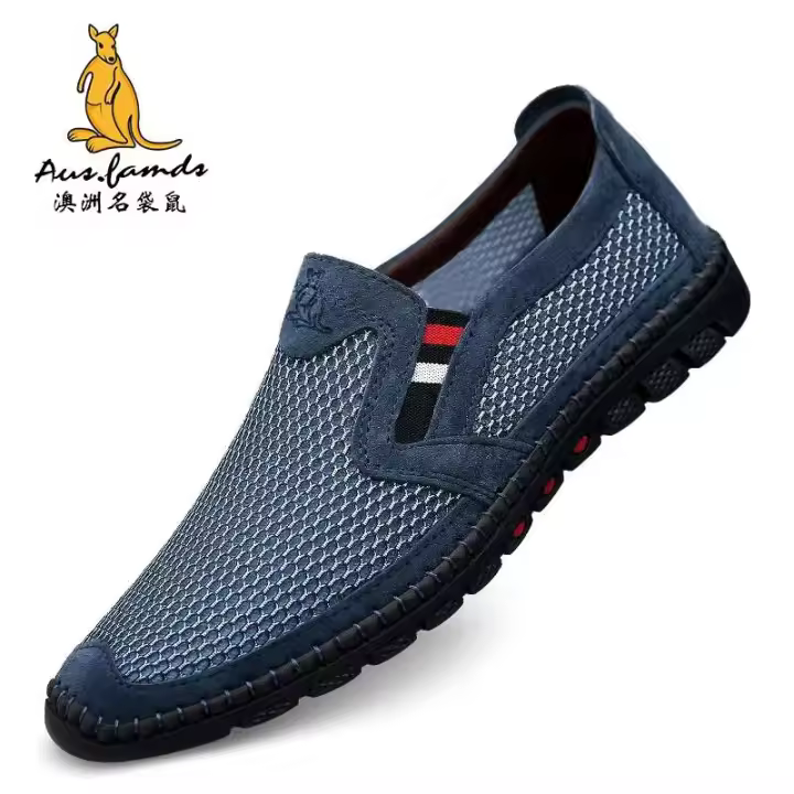 Sandalias deportivas informales ligeras de piel de cerdo para hombre con logo de canguro, correas antideslizantes, estilo de caminar de verano, tenis transpirables - 1