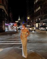 Camisola francesa con diamantes de imitación para chica picante, vestido de noche ligero de lujo de gama alta con cadera envuelta, vestido largo sin espalda para fiesta - details 23