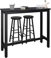 Conjunto de Mesa de Bar y 2 Taburetes, Muebles de Comedor, Mesa Alta y Taburetes de Bar, Barra Cocina y Salon, 140x40x100 cm, Metal + MDF, Roble Claro - details 37