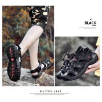 Sandalias deportivas de verano para hombre, sandalias para senderismo al aire libre, punta cerrada, cuero genuino, sandalias informales para caminar, zapatos de agua - details 14
