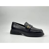 Zapatos casual británicos de mujer con suela gruesa y parte superior de un solo cordón, cuero negro ligero, nueva colección - details 1