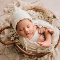 Fotos de Recién Nacido Envoltura Elástica Conjunto de Fotos para Niña Cesta de Ratán Tejida - details 2