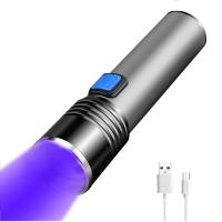 Linterna UV recargable por USB, linterna de luz ultravioleta portátil de aluminio, luz negra, Detector de orina para mascotas, linternas negras - details 0