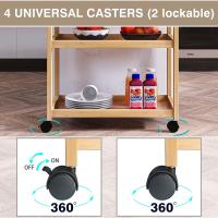 Carro de Cocina Sobredrago con Cajón y Estantes Estante Rodante de Bambú de 3 Niveles con Encimera de Madera Maciza y Ruedas Bloqueables - details 5