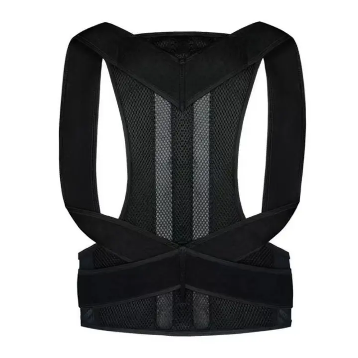 Corrector de postura Unisex, cinturón de seguridad deportivo de neopreno y nailon, ajustable, soporte para la espalda, color negro - 1