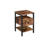 HOOBRO Mesa Auxiliar con Bandeja, de Sofá Plegable con Bandeja Extraíble de Madera, Mesa de Café de Estilo Vintage con Estructura Metálica, Estilo Industrial Contemporáneo, Marrón Rústico EBF29BZ01 - details 10