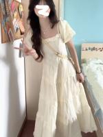 Vestido de Verano Francés Dulce Estilo Suave de Princesa para Mujeres Falda Larga con Cintura Recortada y Voluminosa - details 4