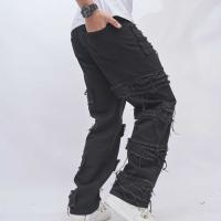 Pantalones vaqueros negros informales para hombre, pantalones sueltos de pierna ancha de calle alta, tendencia americana, nuevo - details 7