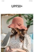 Negro Primavera Verano coreano playa paja wer ocio protección solar pescador sombrero de cubo para mujeres gorras de Panamá - details 2