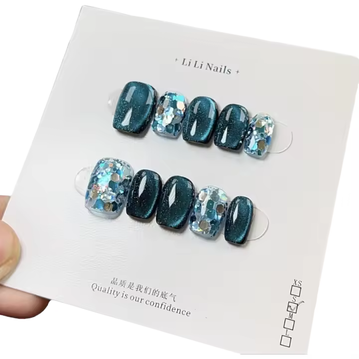 Diseño Estrellado Hecho a Mano Uñas Artificiales Desmontables y Portátiles para Belleza - 1