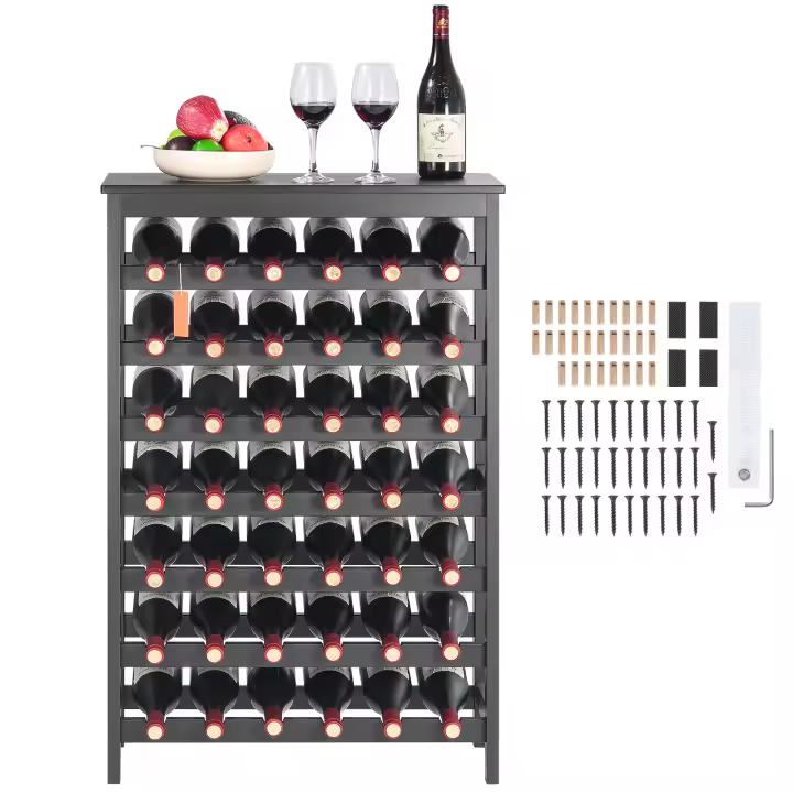 SucceBuy Estante modular de bambú para vinos: apilable y independiente para cocina, bar y bodega (diseño de varios niveles) - 1