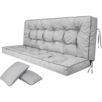 Cojines de Asiento y Respaldo Impermeables Diseño Acolchado y Correas 100 cm Marrón - details 23