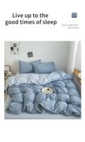 Juego de Ropa de Cama Negra para Niños y Niñas Algodón Lavado Funda de Edredón Sencillo Moda Sábana y Funda de Almohada para Habitación - details 0