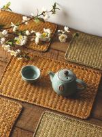 Manta de Mesa de Paja de Mar Natural Tejida a Mano Rectangular de Ratán Posavasos de Té de Paja - details 15