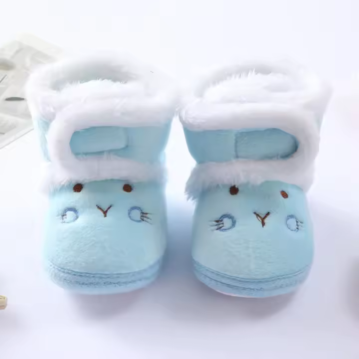Botines suaves para bebé y niño, botas de nieve con pompón sólido, zapatos cómodos de moda, recién nacidos - 1