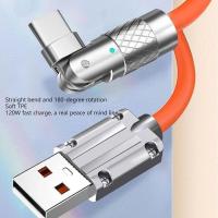 Cable de datos Usb tipo C de carga rápida de 120w y 6A, Cable de codo giratorio de 180 grados para juegos, Cable cargador de teléfono móvil para iPhone 11 y Xiaomi - details 5