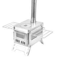 Estufa de leña para acampar al aire libre, calentador de acero inoxidable con leña y ventana para fuego de tienda, chimenea para Patio - details 7