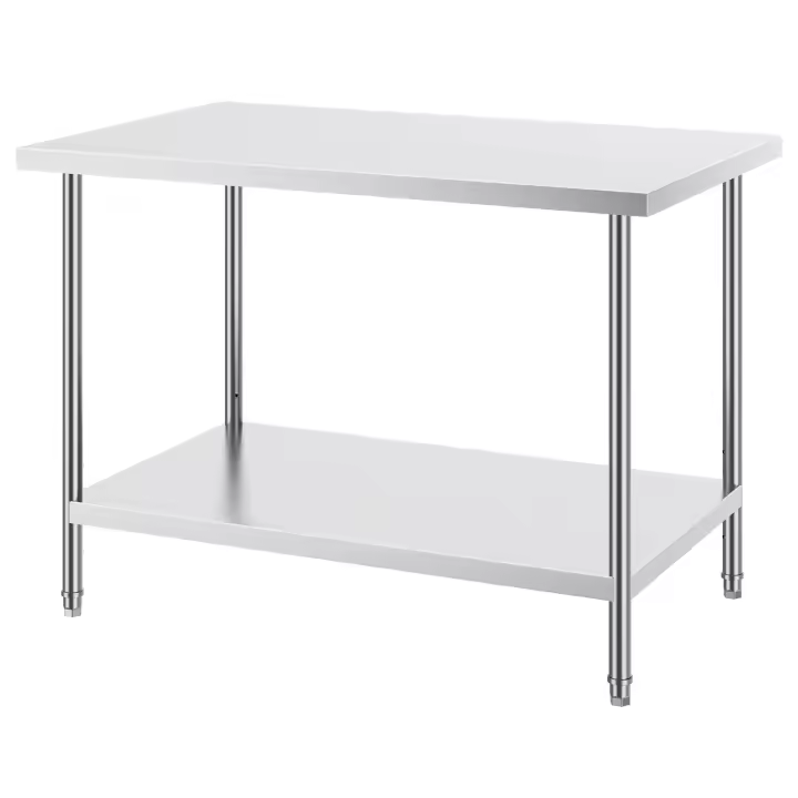 SucceBuy Mesa de preparación de acero inoxidable, 30 x 48 x 34 pulgadas, capacidad de carga de 880 libras, mesa de trabajo de metal resistente - 1