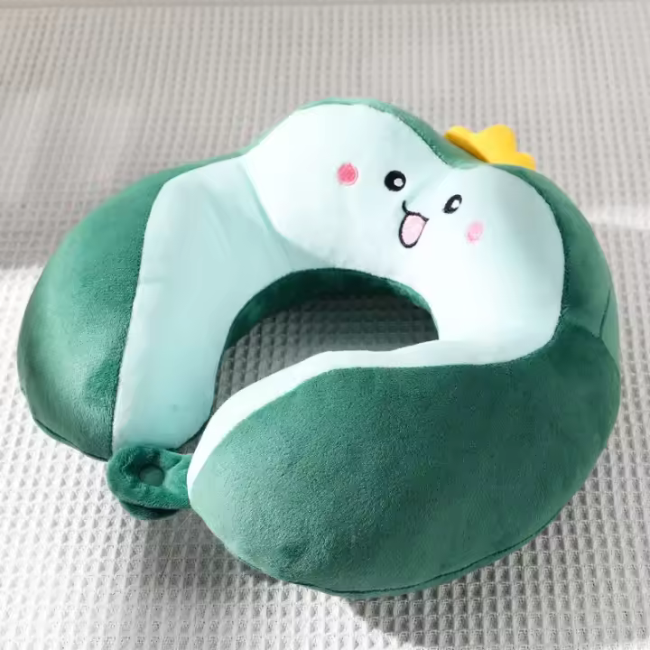 Almohada de Veludo de Cristal de Algodón PP Bordada en Forma de U Ideal para Durmir en Coche o Oficina - 1