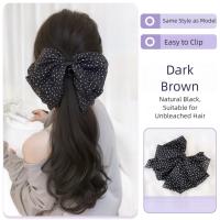 Cola de Caballo baja, lazos negros, extensión de cabello con nudo, postizo, cola de caballo larga y rizada, peluca de cola de caballo con Clip de garra suave Natural para uso diario - details 4
