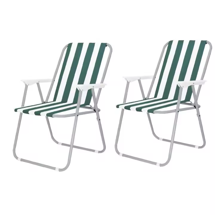 Paquete de 2 sillas de playa plegables, tumbona, silla de playa portátil para piscina, jardín, playa, aire libre - 1