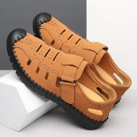 Sandalias de cuero suave para hombre, nuevo estilo, para exteriores, para conducir, zapatos de papá para hombre, zapatos de verano a la moda con agujeros - details 7