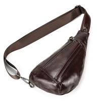 Bolso de pecho de cuero de vaca suave para hombres, paquete de pecho de cuero genuino, bandolera pequeña, bolso antirrobo, café - details 23