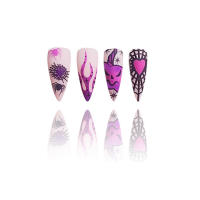 Kit de puntas de Arte de uñas artificiales de Halloween, Kit de uñas postizas con patrón de red de araña, Kit de manicura DIY en casa - details 0