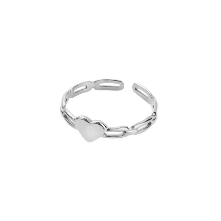 Elegante y simple anillo de corazón de amor de acero inoxidable, anillo de apertura geométrica hueca con diseño de nicho - 1